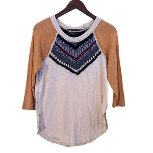 Free People Spring Bound Top Size XS Crochet Paneled In Calm San Combo Boho
